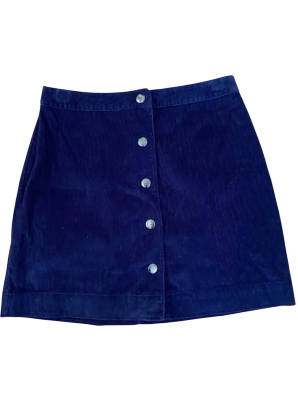 OLD NAVY CORDUROY MINI SKIRT SZ 6 BUTTON UP NAVY BLUE COTTON SUMMER